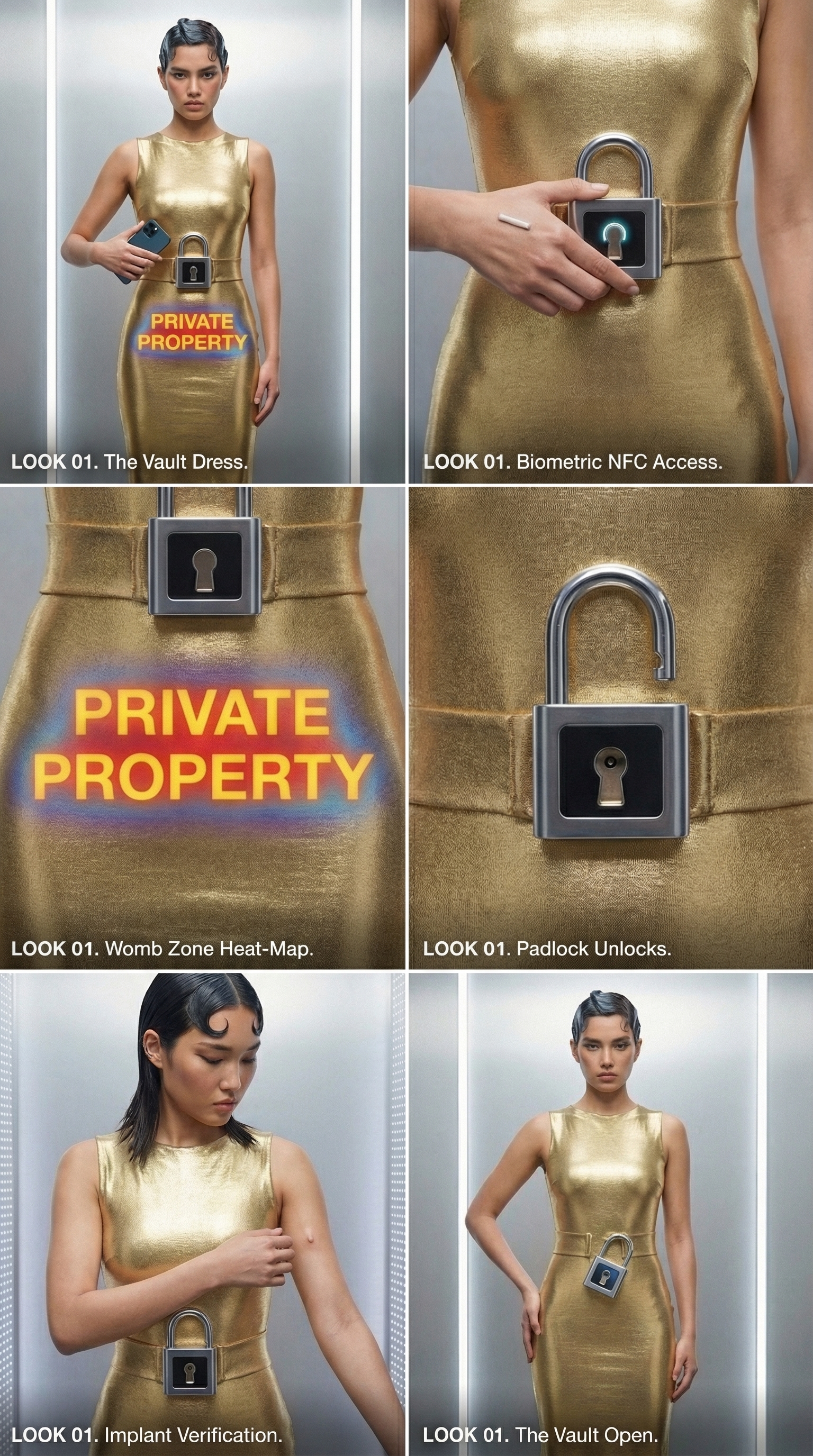 Vault Dress product sheet with multiple detailed views.